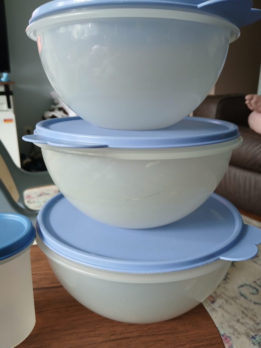 3 Tupperware Bowls Nesting,  and storage container